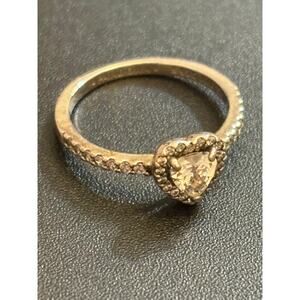 Pandora Heart Halo Ring EU54  Sterling Silver CZ Size 7 With Box